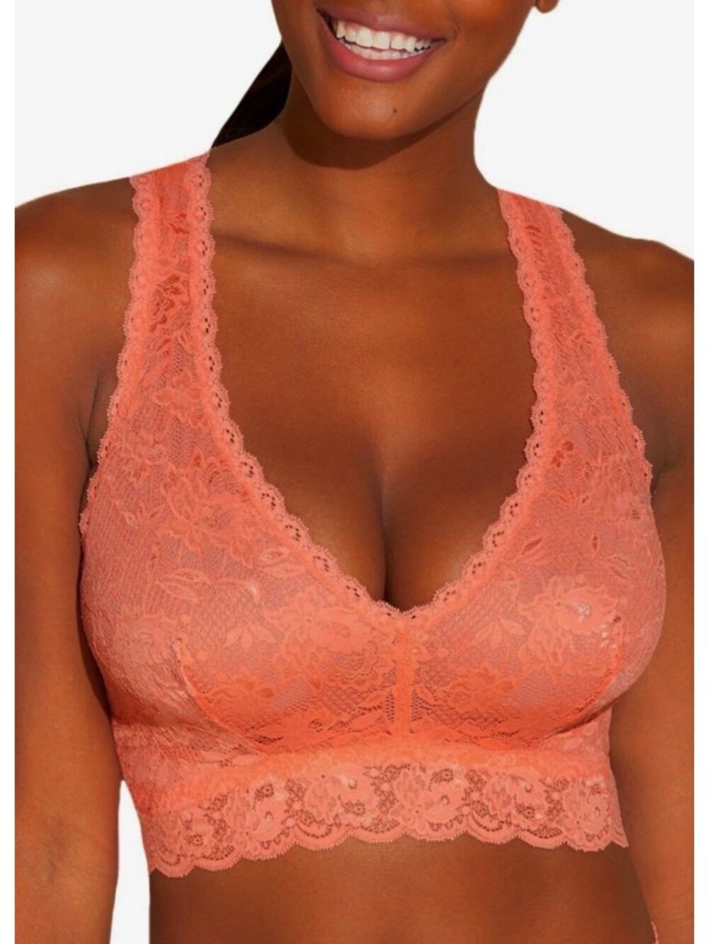 New Cosabella Lace Never Say Never Beauty Racie Bralette Coral Breeze Size Small